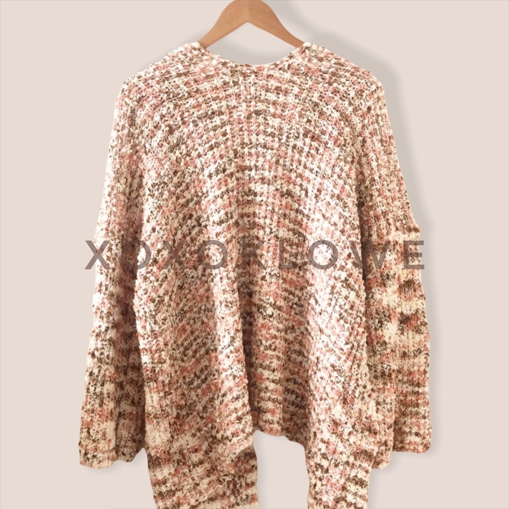 POL Soft Popcorn Knit Open Front Cardigan Multicolor Oversized - Picture 11 of 12
